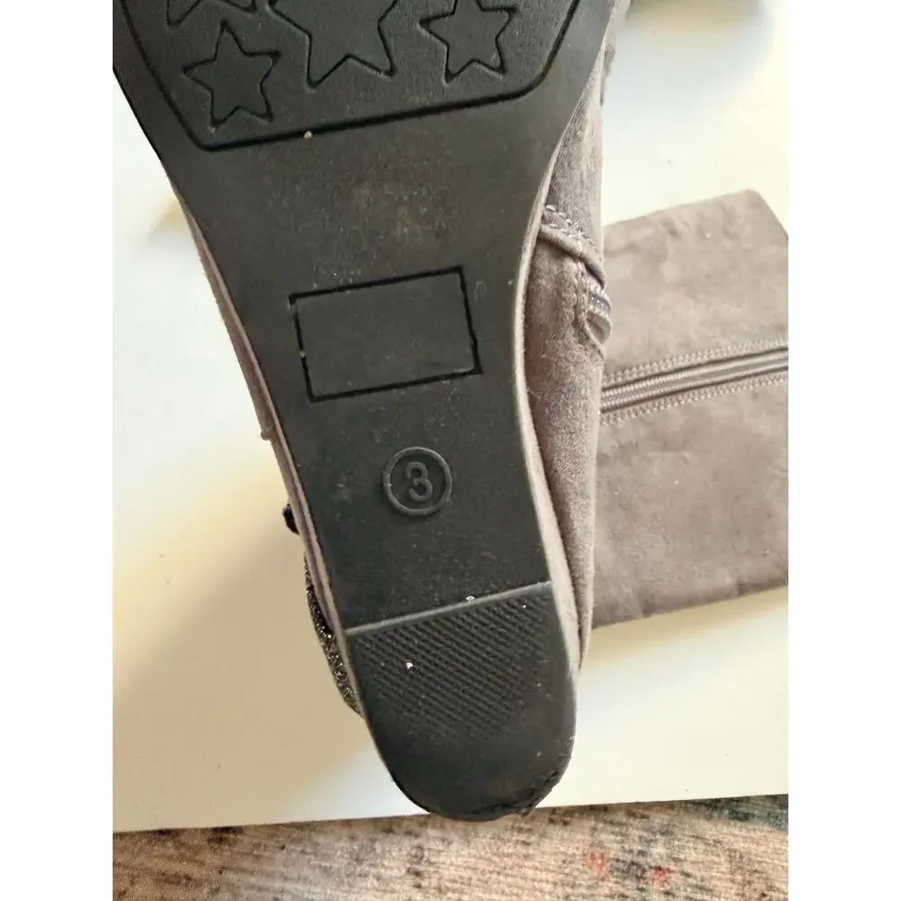 Olive & Edie Girls Grey Wedge Boots with Sparkle Buckle